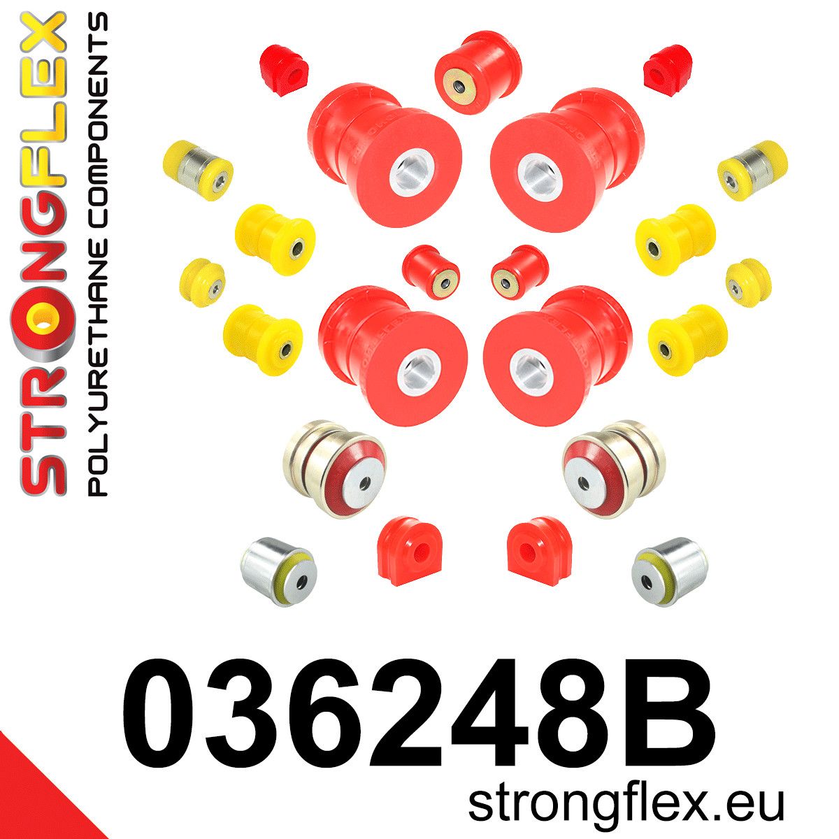 Kit complet bucse poliuretan Strongflex pentru suspensie - BMW Seria 5, Seria 6 - 036248B