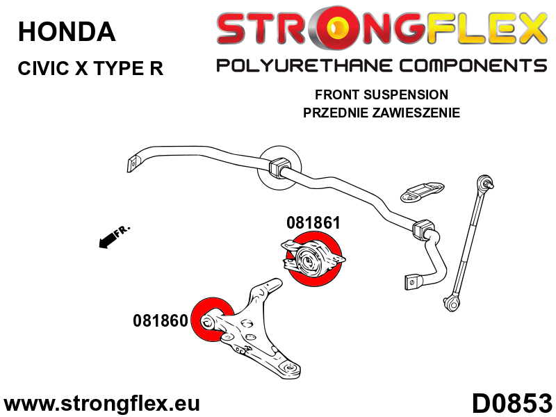 Bucsa poliuretan Strongflex frontala brat suspensie fata SPORT - Honda Civic - 081860A
