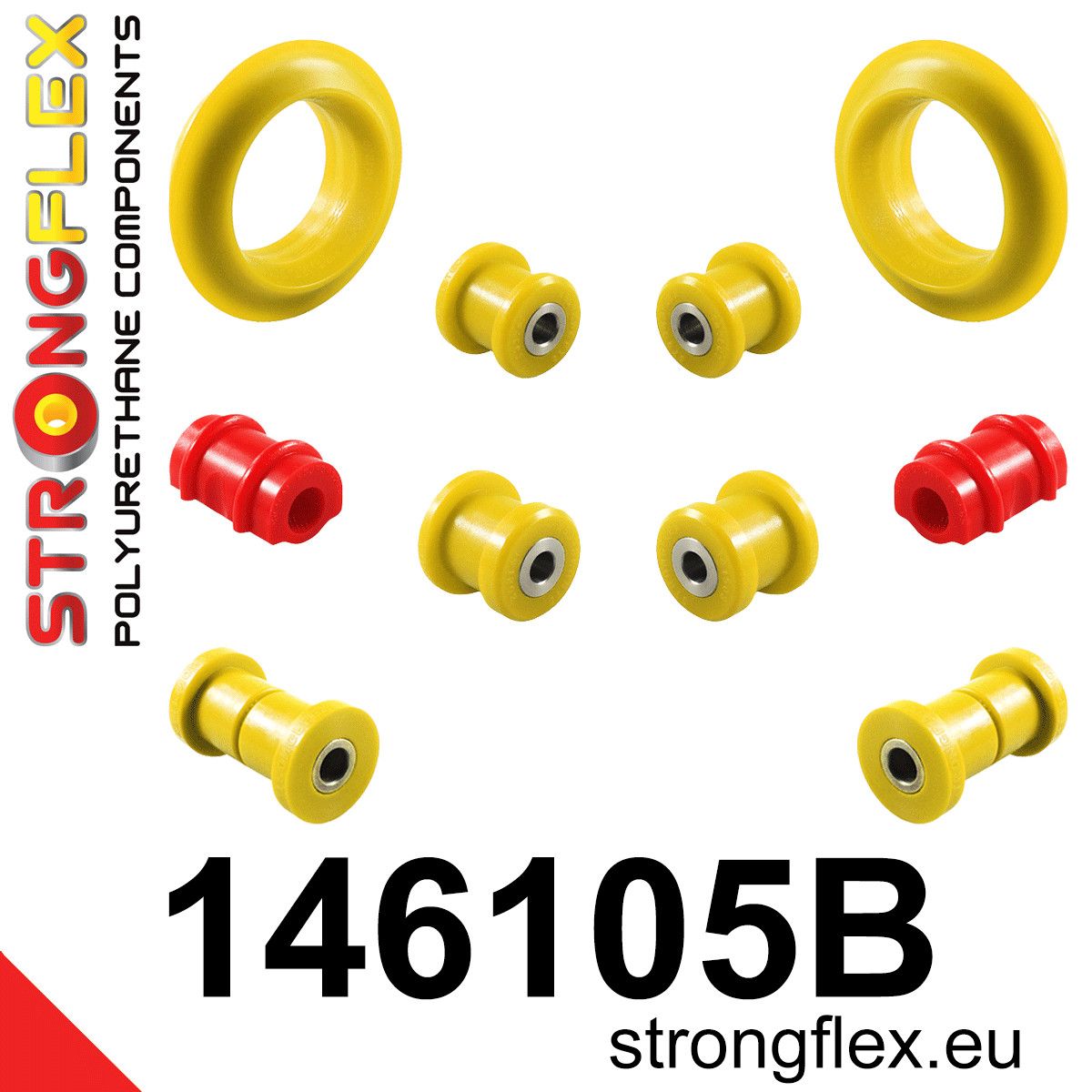 Kit bucse poliuretan Strongflex suspensie fata si punte spate - Peugeot 205, 309 - 146105B