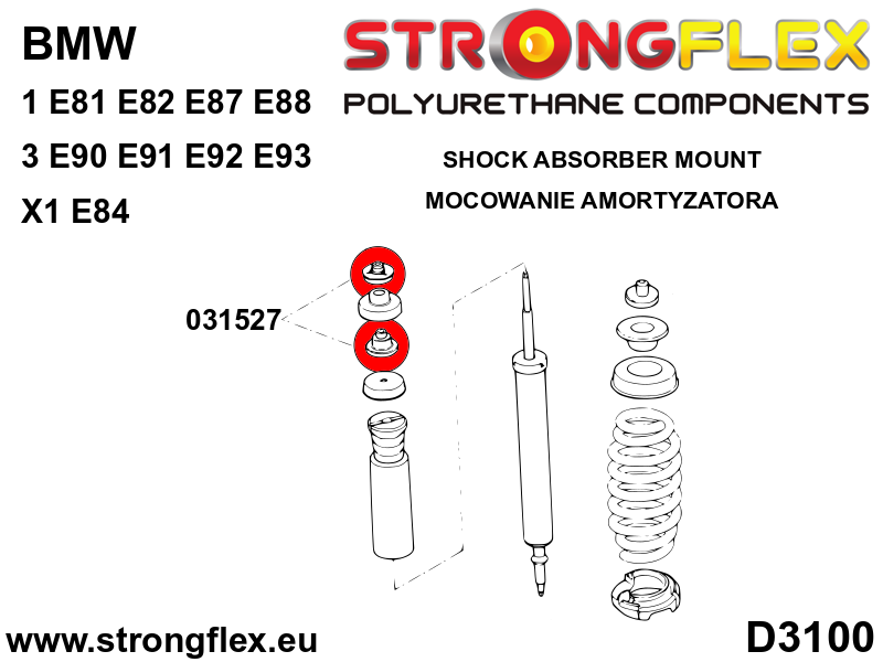 Piesa poliuretan Strongflex - posterioara shock absorber superioara mounting Bucsa SPORT - BMW Seria 1, Seria 3 - 031527A