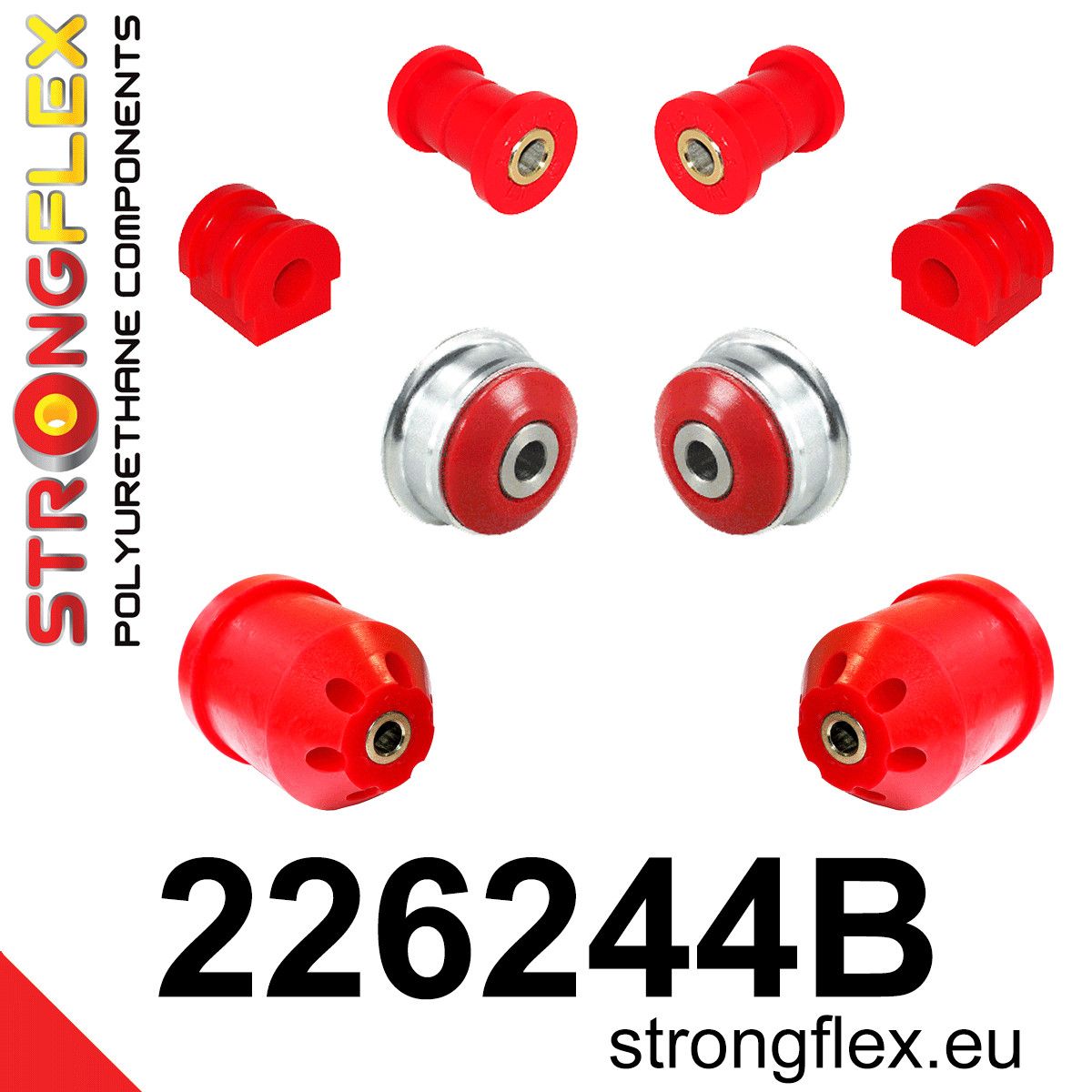Kit bucse poliuretan Strongflex suspensie fata si punte spate - Seat Ibiza / Volkswagen Polo - 226244B