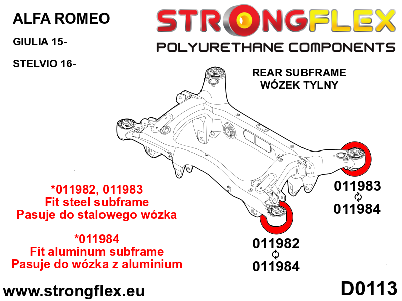 Bucsa poliuretan Strongflex subcadru spate SPORT - Alfa Romeo Giulia, Stelvio - 011984A