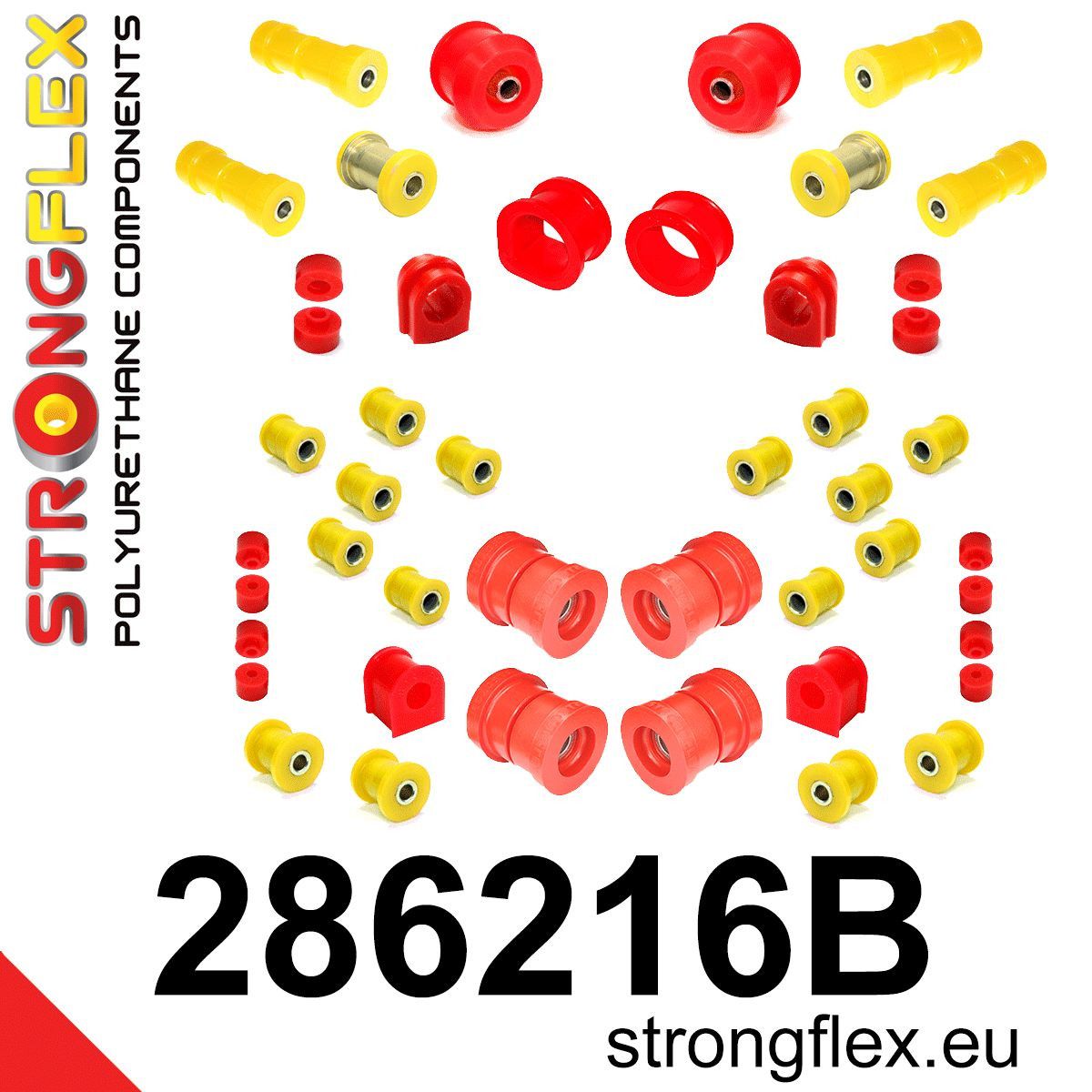 Kit complet bucse poliuretan Strongflex pentru suspensie R32 AWD - Nissan Skyline - 286216B