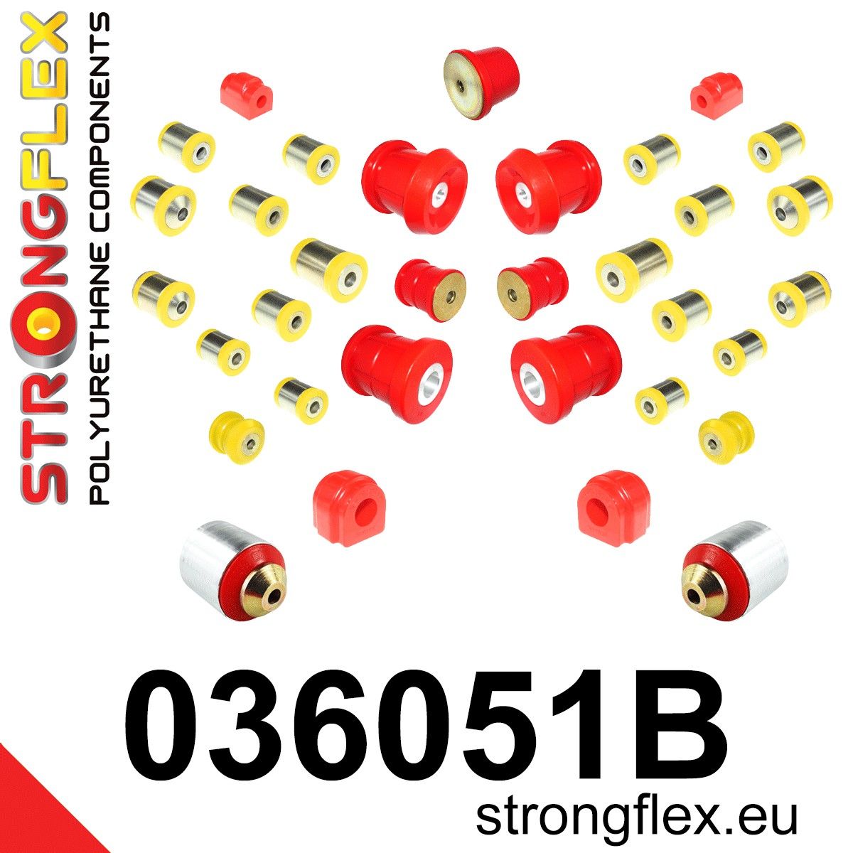 Kit complet bucse poliuretan Strongflex pentru suspensie - BMW Seria 1, Seria 2, Seria 3, Seria 4 - 036051B