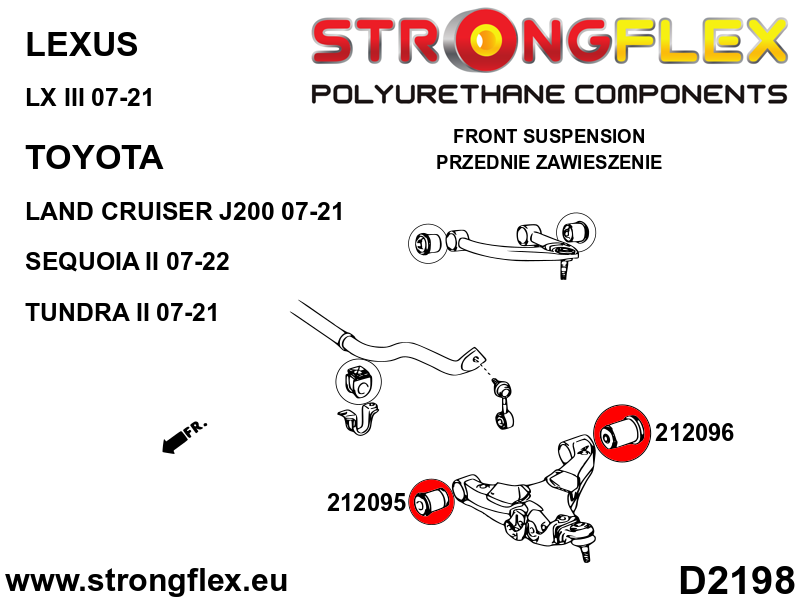 Bucsa poliuretan Strongflex posterioara brat inferior fata SPORT - Toyota Land Cruiser - 212096A