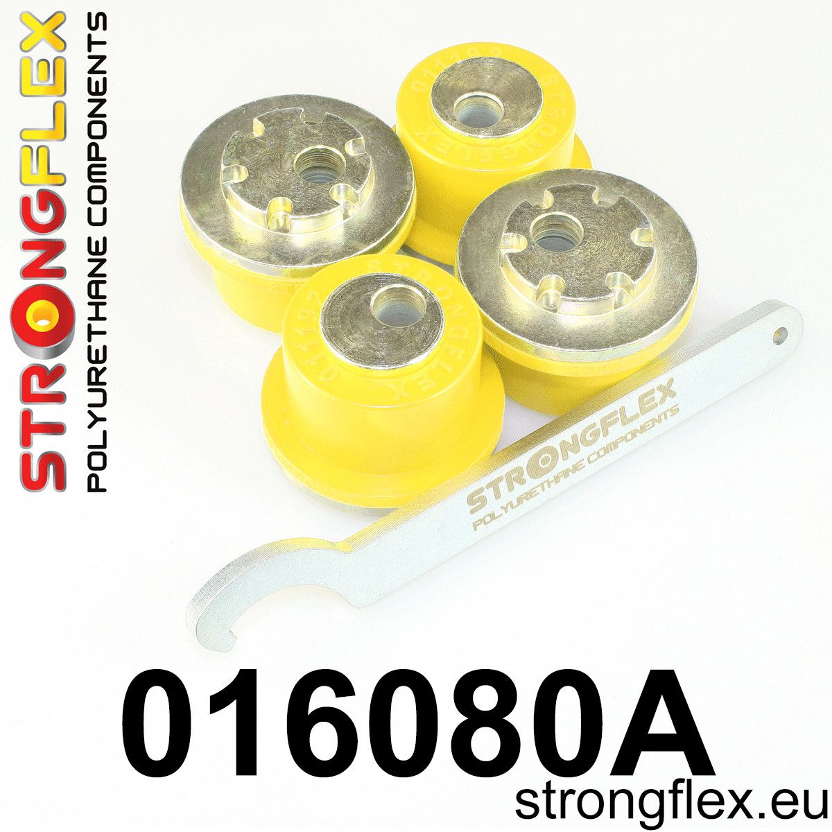 Piesa poliuretan Strongflex - frontala superioara Bucsa brat suspensie kit eccentric SPORT - Alfa Romeo 147, 156, 166, GT - 016080A