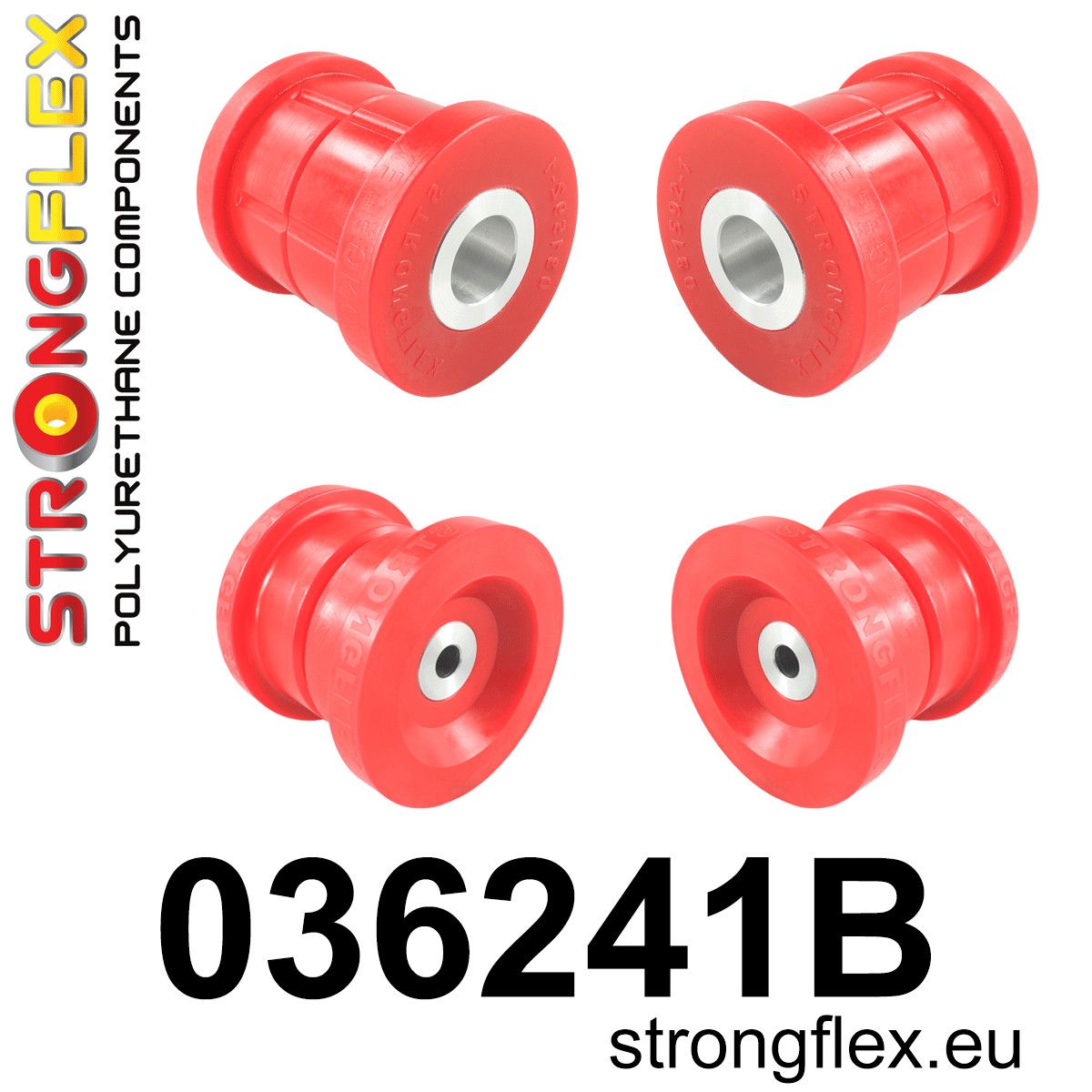 Kit bucse poliuretan Strongflex subcadru spate - BMW Seria 1, Seria 2, Seria 3, Seria 4 - 036241B
