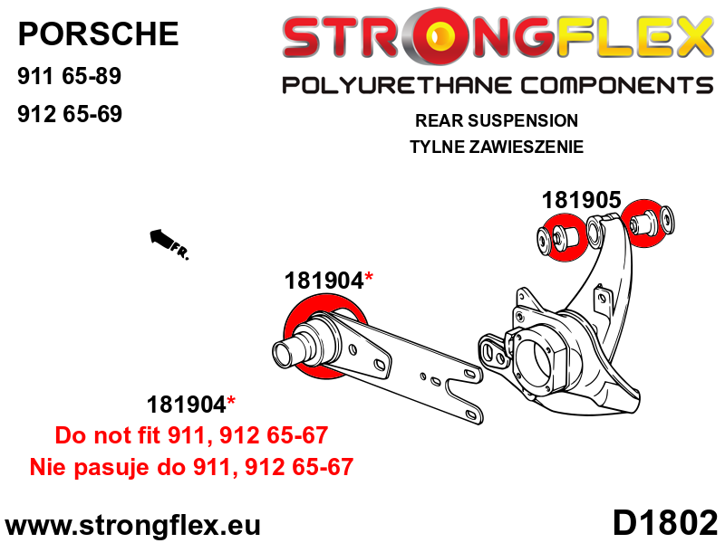 Piesa poliuretan Strongflex - posterioara brat - interioara Bucsa SPORT - Porsche 911, 912 - 181905A