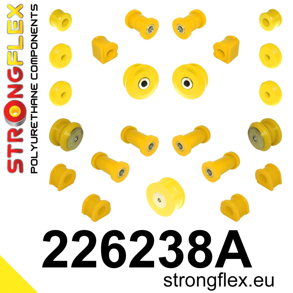Kit complet bucse poliuretan Strongflex pentru suspensie SPORT - Volkswagen Golf, Jetta - 226238A
