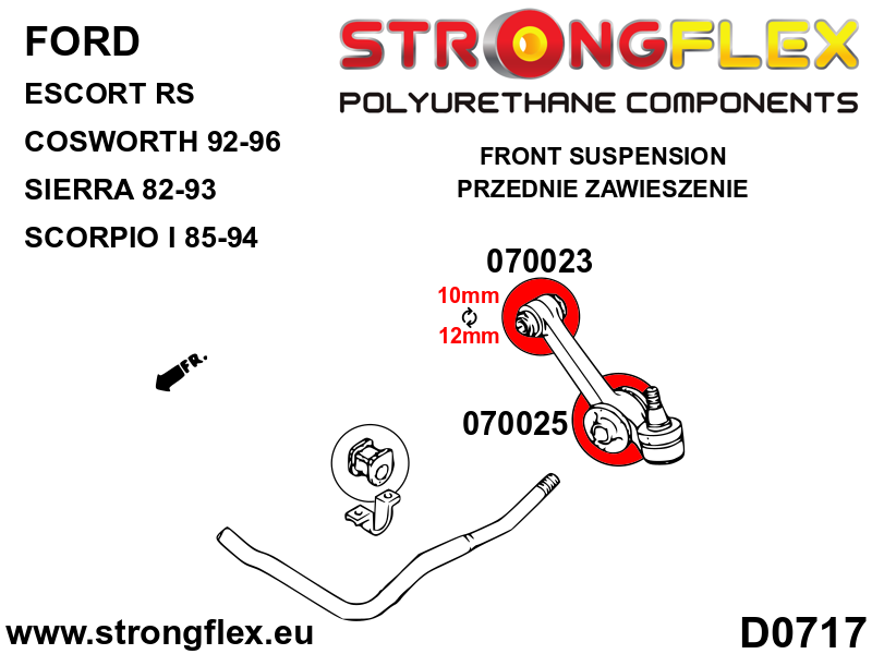 Bucsa poliuretan Strongflex brat suspensie fata - exterioara - Ford Escort, Sierra MK1/MK2/XR4i/RS Cosworth - 070025B