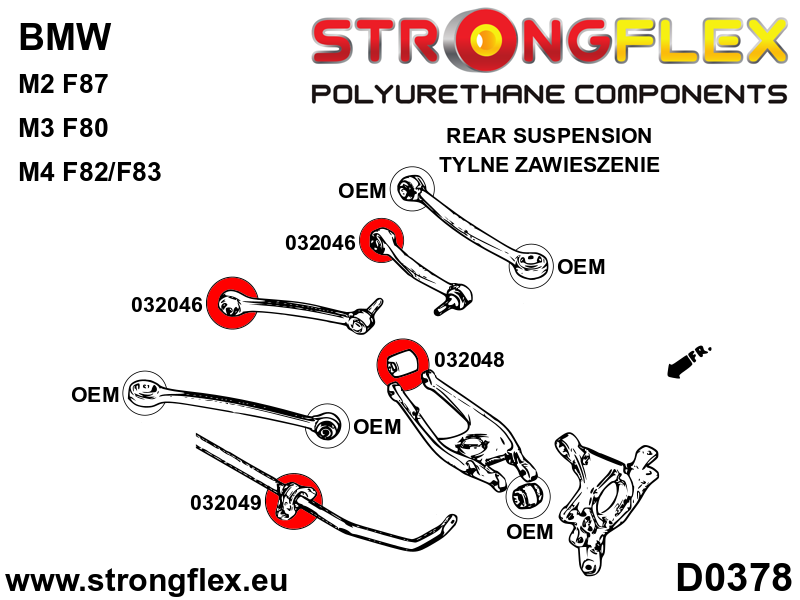 Bucsa poliuretan Strongflex interioara brat inferior spateing SPORT - BMW Seria 2, Seria 3, Seria 4 - 032048A
