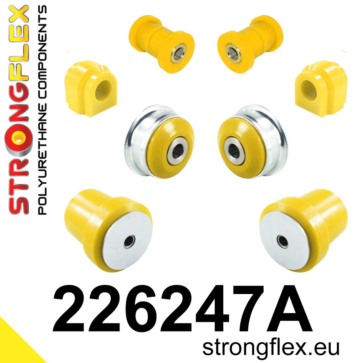 Kit bucse poliuretan Strongflex suspensie fata si punte spate SPORT - Seat Ibiza / Volkswagen Polo - 226247A