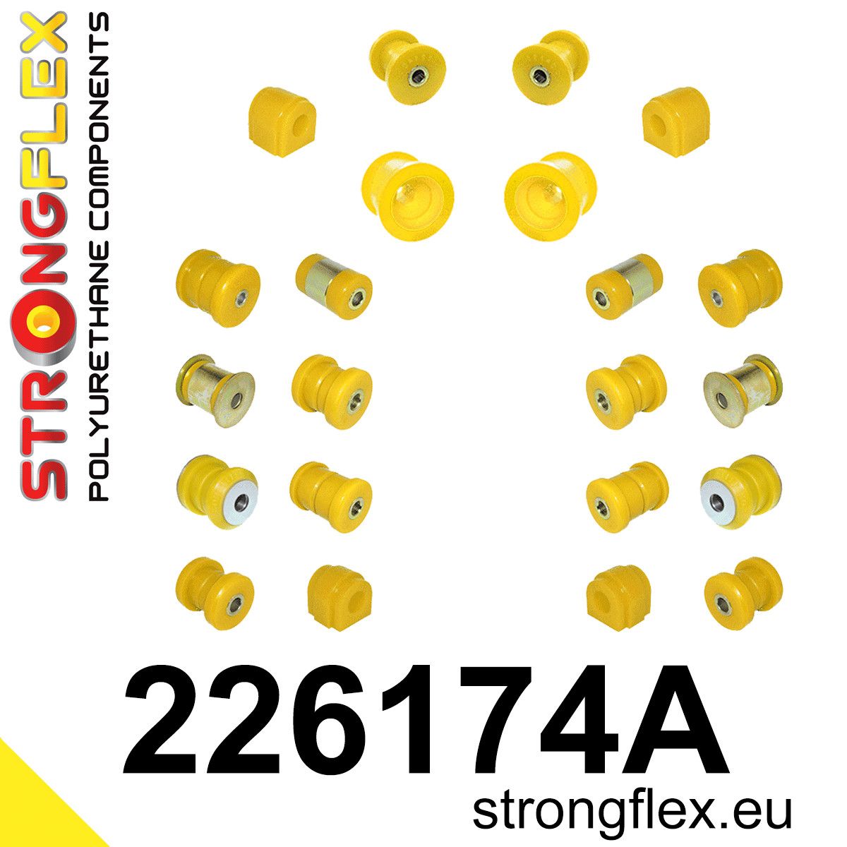 Piesa poliuretan Strongflex - frontala and Kit bucse suspensie spate SPORT - Audi A3 / S3 / RS3, TT / TTS / TTRS / Seat Leon - 226174A