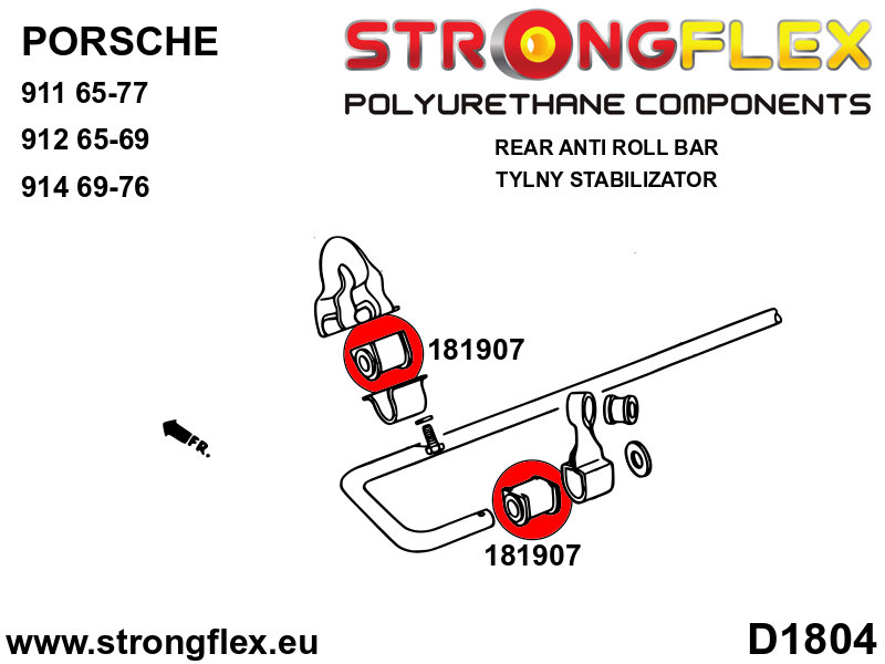 Bucsa poliuretan Strongflex bara stabilizatoare spate - Porsche 911, 912, 914 - 181907B