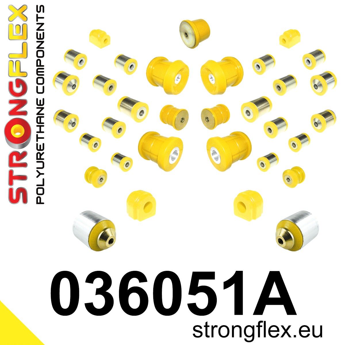 Kit complet bucse poliuretan Strongflex pentru suspensie SPORT - BMW Seria 1, Seria 2, Seria 3, Seria 4 - 036051A