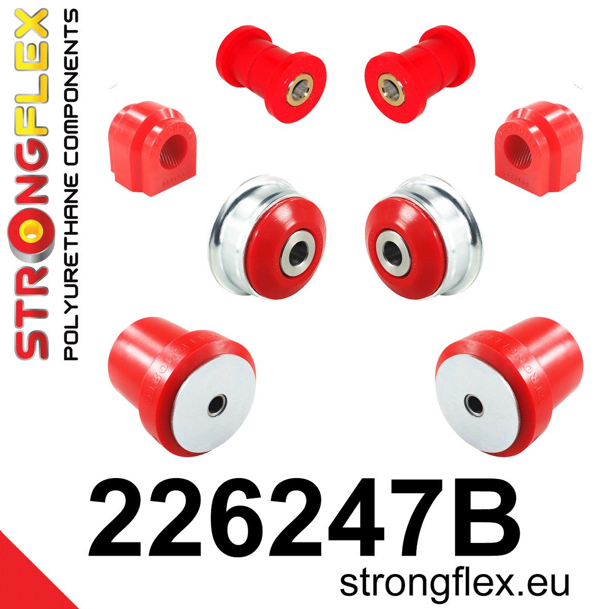 Kit bucse poliuretan Strongflex suspensie fata si punte spate - Seat Ibiza / Volkswagen Polo - 226247B