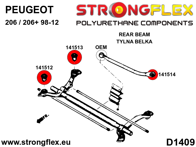 Bucsa poliuretan Strongflex tirant spate SPORT - Peugeot 206 / 206+ - 141514A