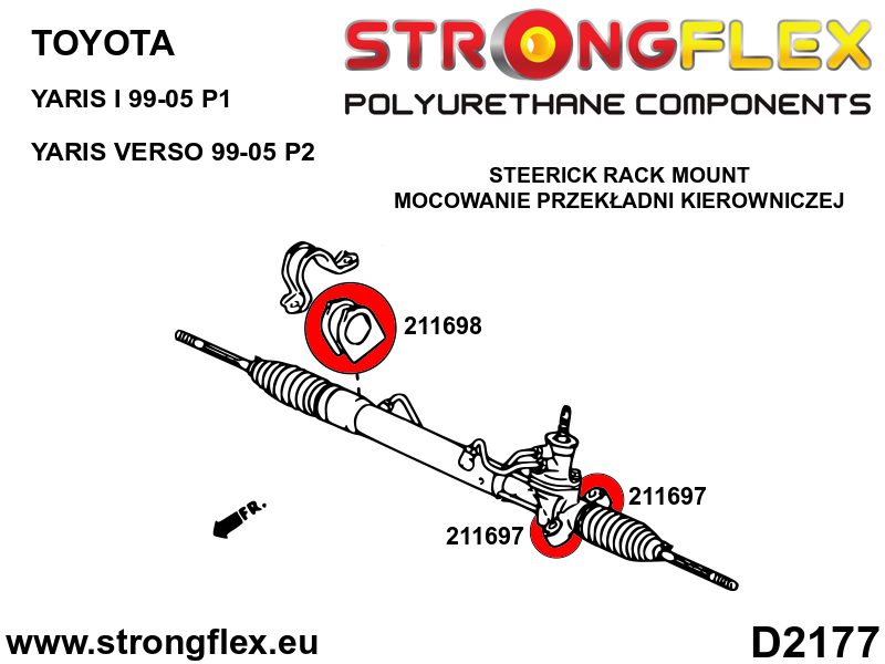 Bucsa poliuretan Strongflex caseta de directie - Toyota Yaris, Yaris Verso - 211697B