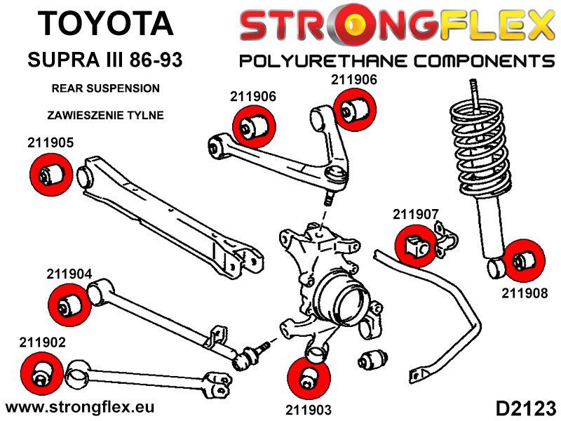 Bucsa poliuretan Strongflex amortizor spate SPORT - Toyota Supra - 211908A
