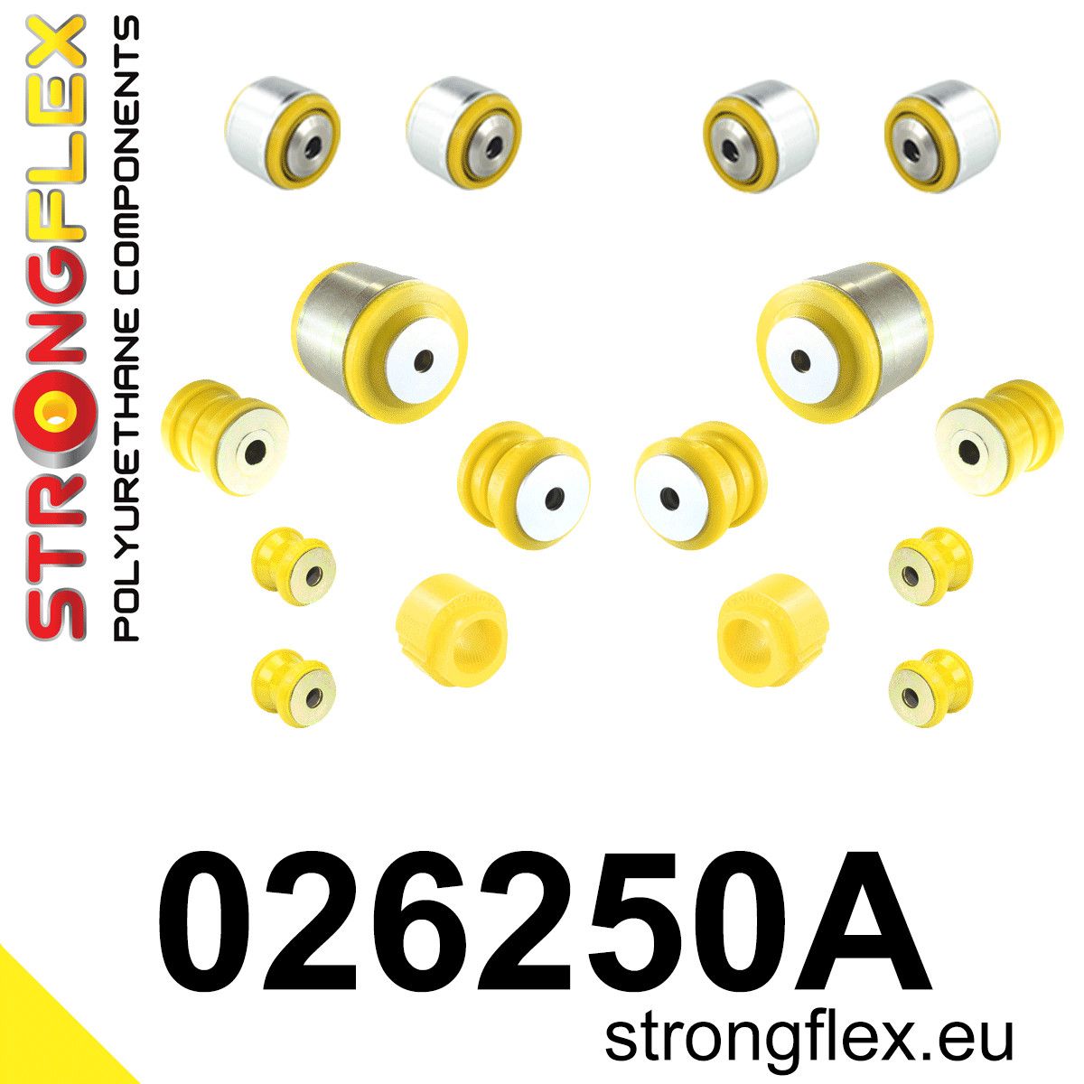Kit bucse poliuretan Strongflex suspensie fata SPORT - Audi A4 / S4 / RS4, A5 / S5 / RS5 / Porsche Macan - 026250A