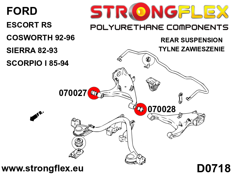Piesa poliuretan Strongflex - posterioara control brat - interioara Bucsa SPORT - Ford Escort, Sierra MK1/MK2/XR4i/RS Cosworth - 070028A