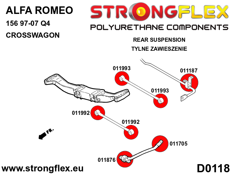 Kit bucse poliuretan Strongflex suspensie spate - Alfa Romeo 156 - 016263B